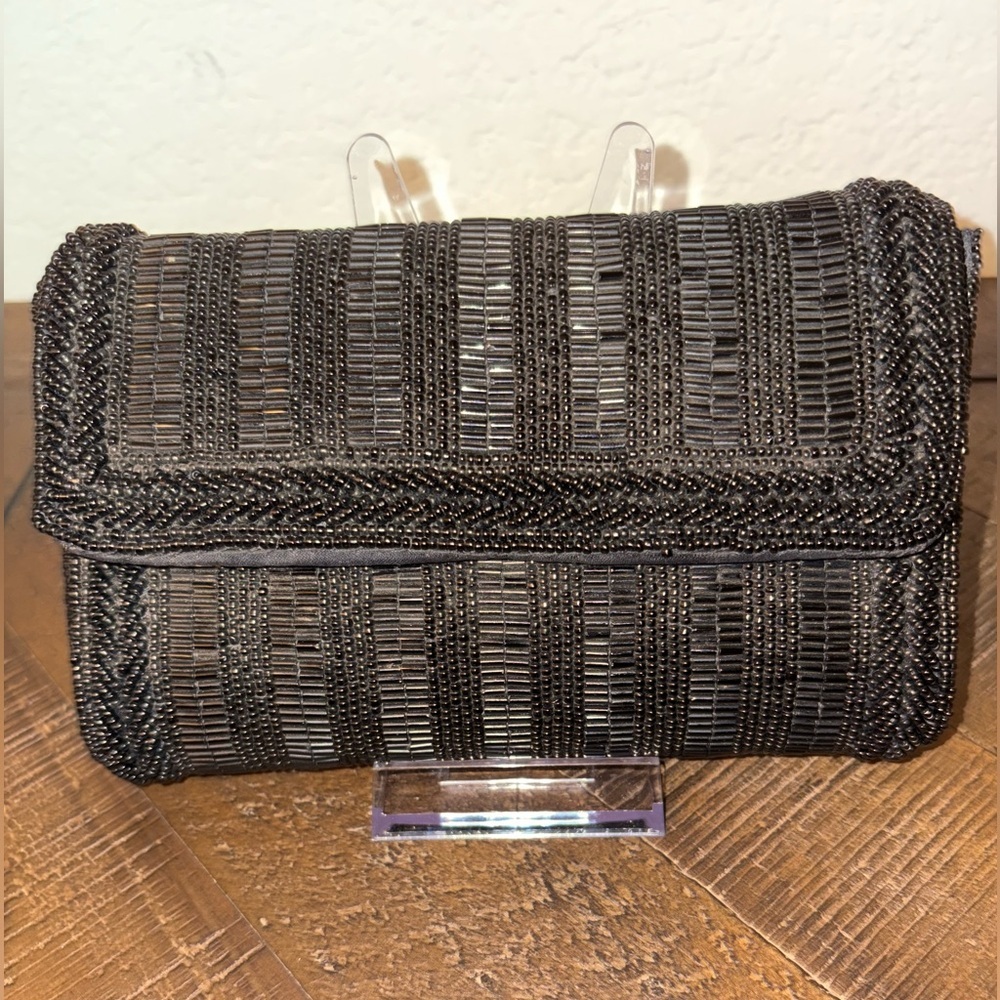 Fashion Black Beaded Clutch